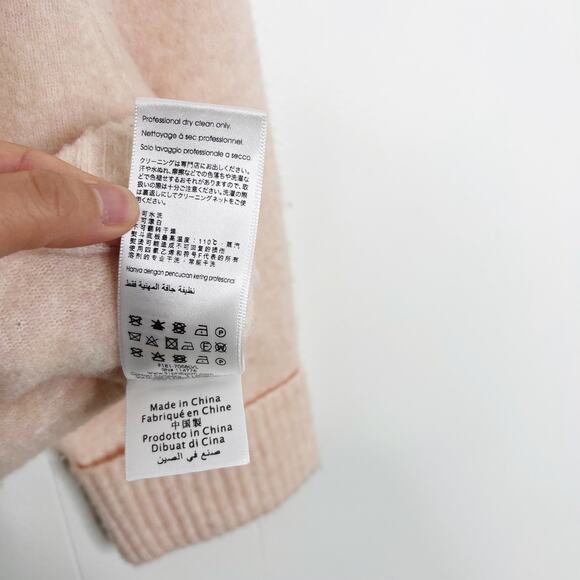 3.1 Phillip Lim 3/4 Sleeve Lofty Rib Alpaca Blend Pullover Sweater Blush Pink M - Picture 9 of 12